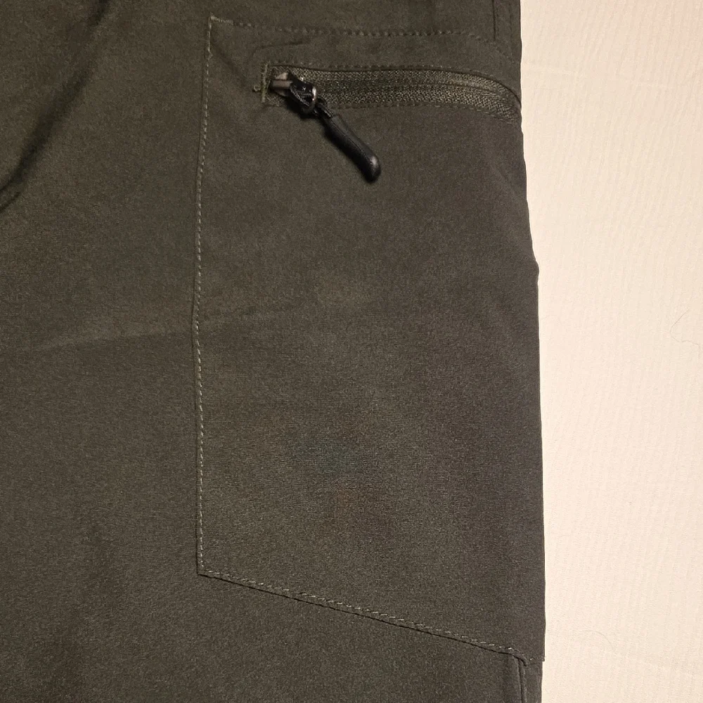 SANTINY Women's Olive Cargo Capris,SZ L. - Picture 2 of 8